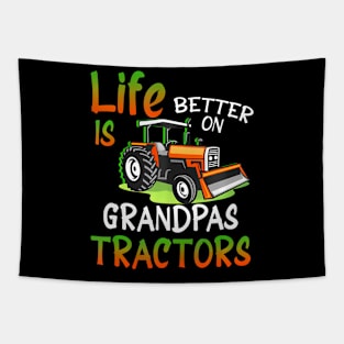 Life Is Better On Grandpas Tractor Farming Family Farmer Tapestry