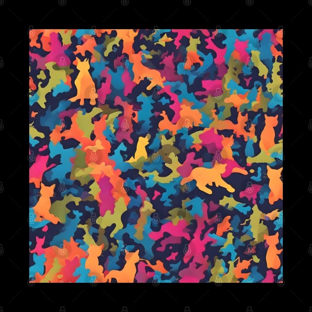 Rainbow Cat Camo - Colorful Army Camo Pattern by GlanceCat