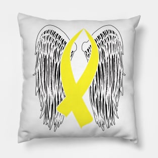 Winged Awareness Ribbon (Yellow) Pillow