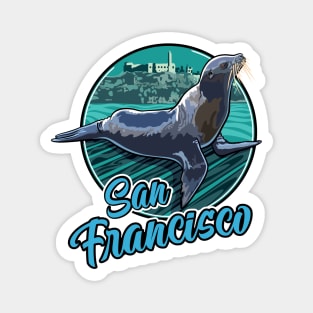 California Sea Lion on Pier Dock San Francisco by Alcatraz Magnet