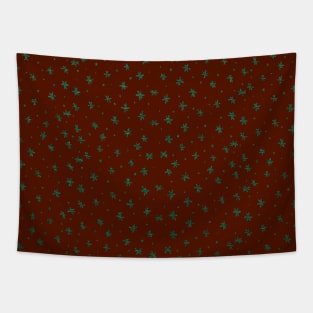 Snowflakes and dots - red and green Tapestry