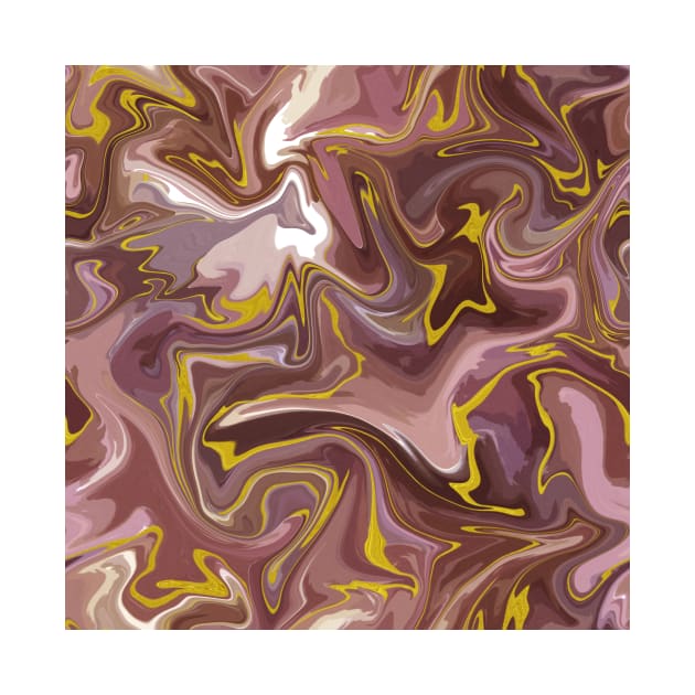 Dusty Rose and Purple with Gold Silk Marble - Purple, Pink, Beige Liquid Paint Pattern by GenAumonier