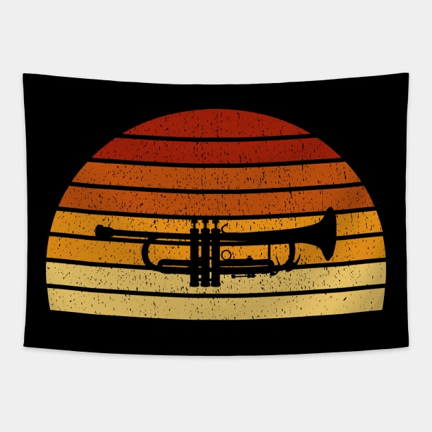 Vintage Sunset Trumpet Gift For Trumpeters Tapestry by OceanRadar