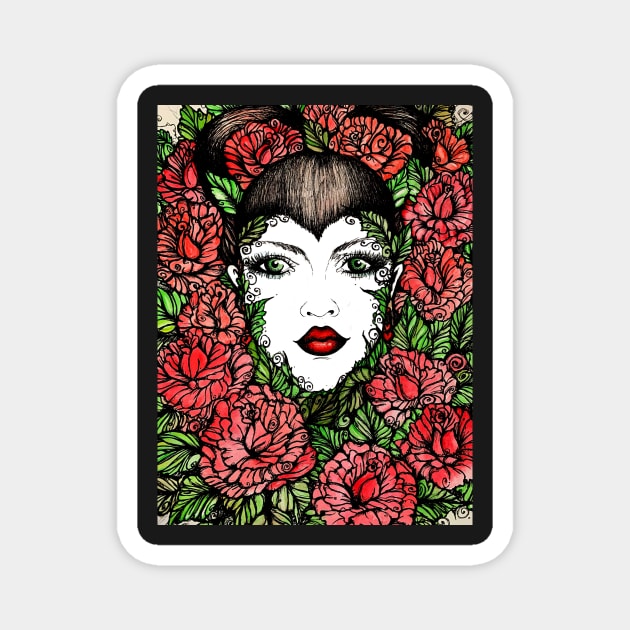 All The Roses Bright Red Magnet by stickypixie