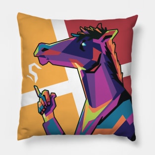 Smoking Horse In Wpap Art Style Pillow