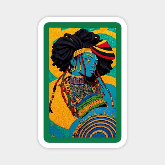 Rasta Woman Modern Art Magnet by ArtBeatsGallery