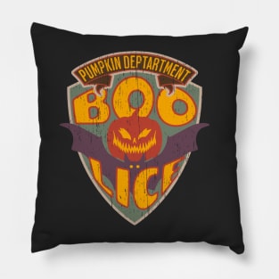 Boolice Halloween police funny badge pumpkin department distressed Pillow