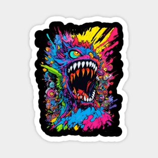 Neon colors monster splash mix of candy colors lots of pink and blue cure design Magnet