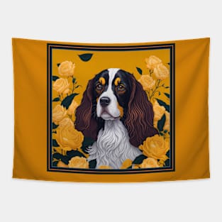 Dogs, spaniel and flowers, dog, style vector (yellow version 2spaniel) Tapestry