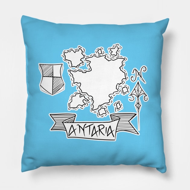 Antaria - Fantasy Map with Wind Rose and Crest Pillow by JonGrin