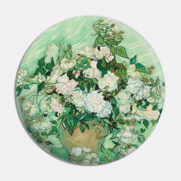 Vincent Van Gogh- Vase with Roses Pin by SybaDesign