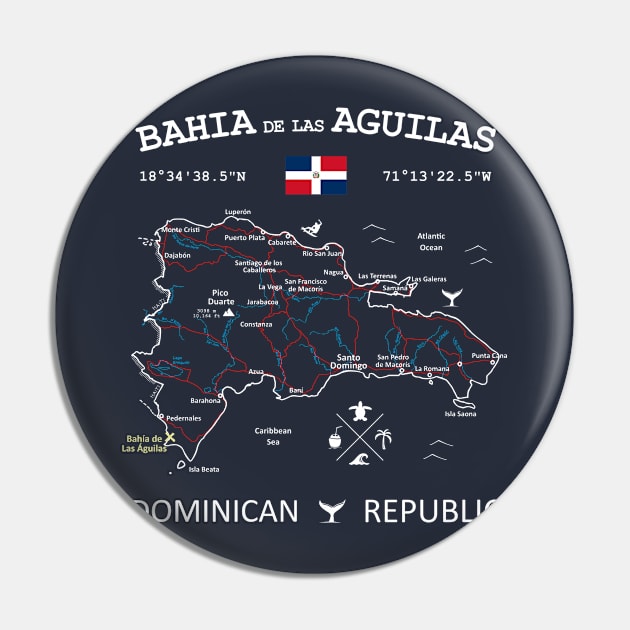 Bahía de las Águilas Dominican Republic Flag Travel Map Coordinates GPS Pin by French Salsa