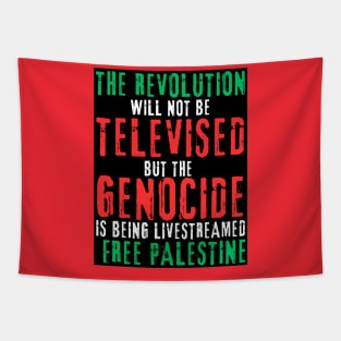 The Revolution Will Not Be Televised But The Genocide Is Being Livestreamed - Flag Colors - White and Blue - Double-sided Tapestry