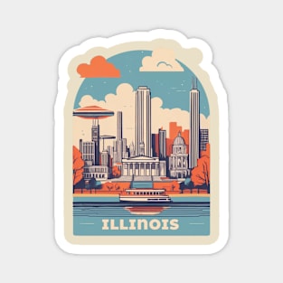 Illinois Vintage Design Magnet