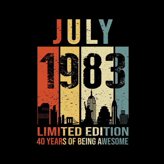 Made In 1983 July 40 Years Of Being Awesome by Red and Black Floral