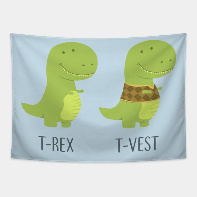 T-Rex vs T-Vest Tapestry by AnishaCreations