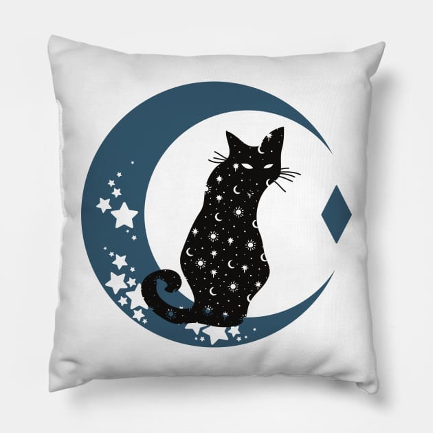 Celestial Cat & Moon Shirt, Sun Moon Stars Tee, Mystical Cat Tee, Moon and Stars, Bohemian Tshirt, Cat Lady Pillow by Coffee Conceptions