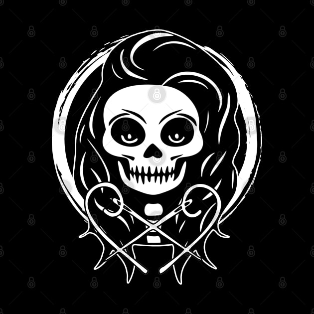 Female Craft Artist Skull and Needles White Logo by Nuletto