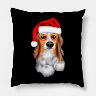 Basset Hound in a Christmas Hat Pillow