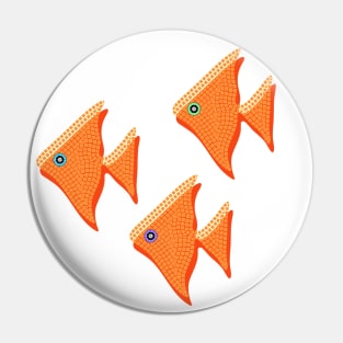 Orange mosaic angelfish fish Pin