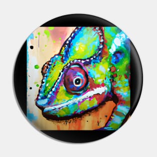 Rainbow Chameleon Painting Pin