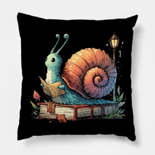 Snail Traveler Reading a Map On Book Pillow