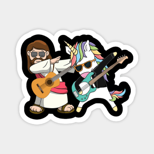 Guitar Jesus With Unicorn Dabbing Magnet