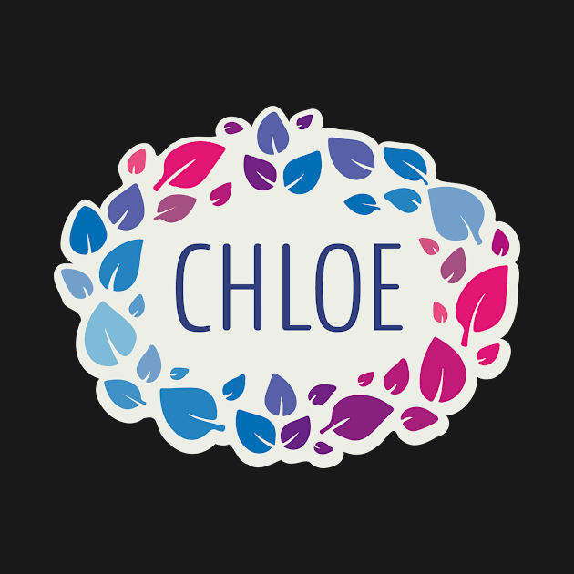 Chloe name with colorful leaves by WildMeART