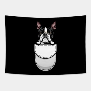 Funny Boston Terrier Pocket Dog Tapestry