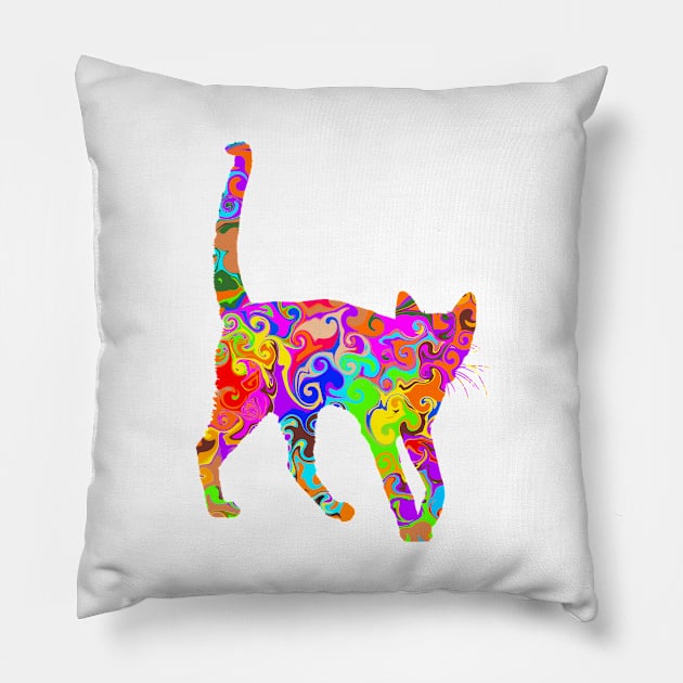 Colorful Kitty Cat Pillow by missdebi27