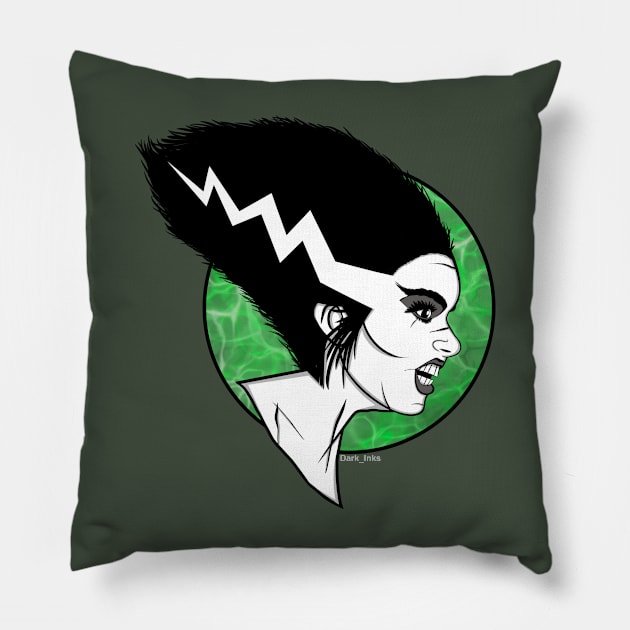 The Bride of Frankenstein Pillow by Dark_Inks