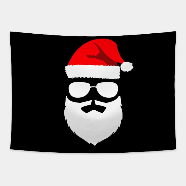Santa Claus Sunglasses with Beard Christmas Tapestry by Luluca Shirts