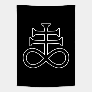 Leviathan Cross Black Body White Outline Tapestry