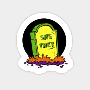 She/They Pronoun Grave Magnet