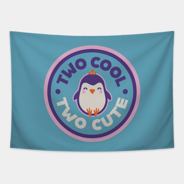 Two Cool Two Cute Penguin Party 2 Year Old Birthday Theme Tapestry by PodDesignShop