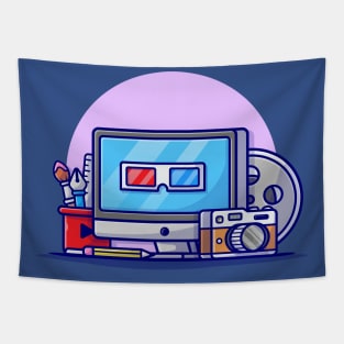 Multimedia Cartoon Vector Icon Illustration Tapestry