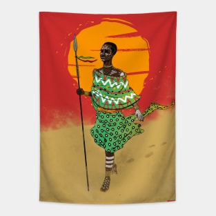 African Tribe Girl Tapestry