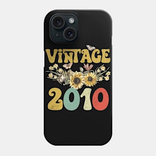 Vintage 2010 Sunflower Floral Retro Groovy 13th Birthday Phone Case