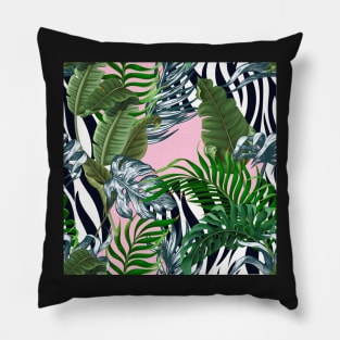 Zebra pink jungle Pillow