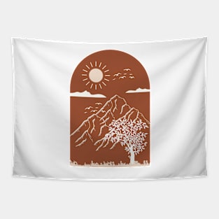 Boho Neutral Minimalist Landscape Nature Mounted Print Tapestry