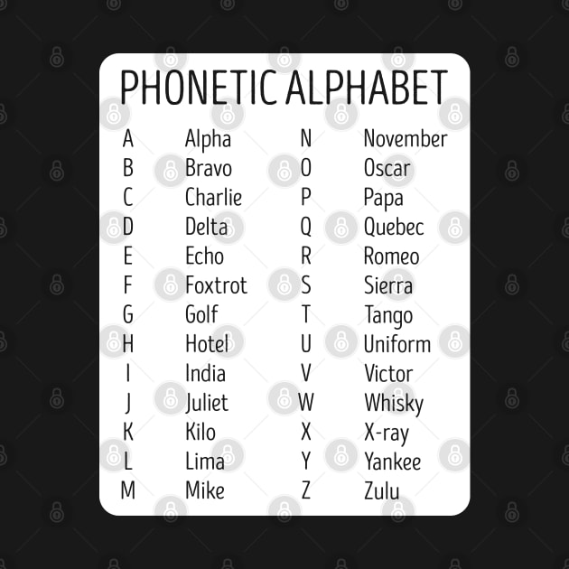 Airplane Pilot Air Traffic Controller Phonetic Alphabet by Tom´s TeeStore
