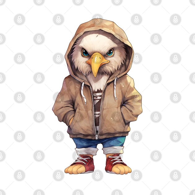 Bald Eagle Wearing Hoodie by Chromatic Fusion Studio