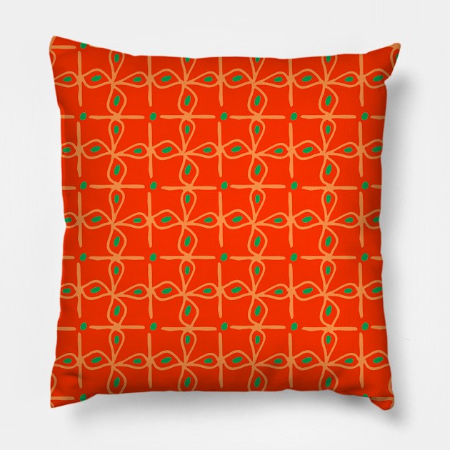 Seed Wreath orange and blue Pillow by ClarsaJune