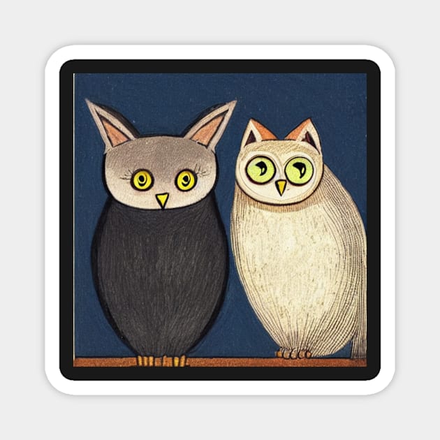 A Cat and An Owl Funny Pet Owner Magnet by Trendy-Now