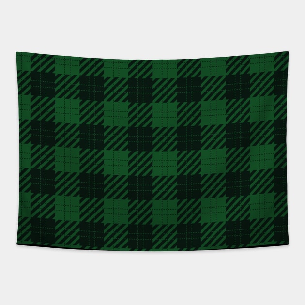 Checker Tartan Green and Black Tapestry by Food in a Can