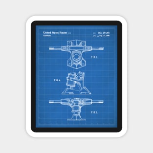 Skateboard Patent - Skater Retro Skating Art - Blueprint Magnet