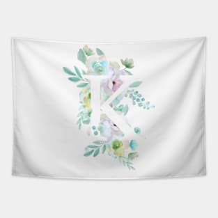 Botanical alphabet K green and purple flowers Tapestry