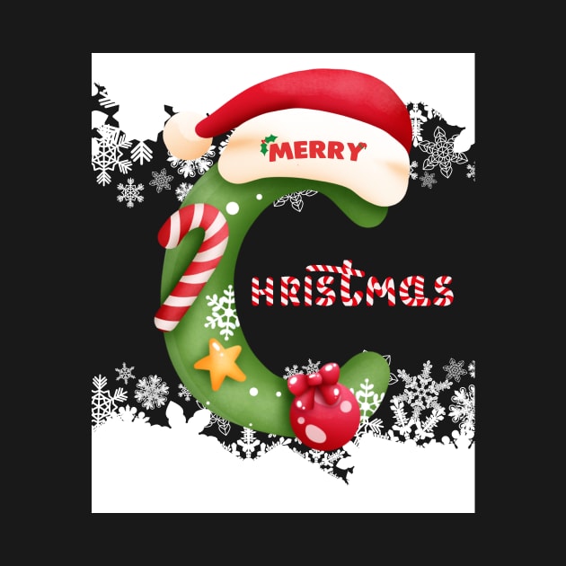 Merry Christmas with a large letter "C" by Tee Trendz