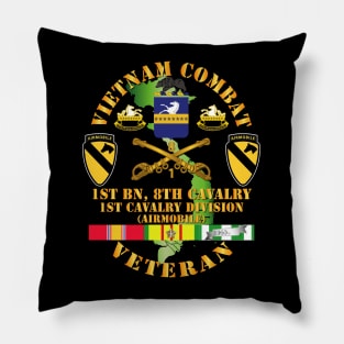 Vietnam Combat Cavalry Veteran w 1st Bn - 8th Cav COA - 1st Cav Div SSI Pillow