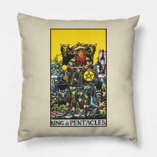 King of pentacles tarot card Pillow